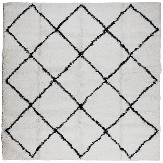 vidaXL Shaggy Rug PAMPLONA High Pile Modern Cream and Black 240x240 cm - Giant Lobelia