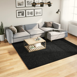 vidaXL Shaggy Rug PAMPLONA High Pile Modern Black 240x240 cm - Giant Lobelia