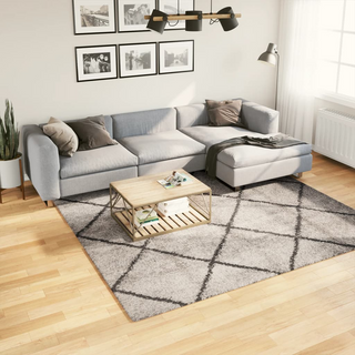 Shaggy Rug PAMPLONA High Pile Modern Beige and Anthracite 240x240 cm - Giant Lobelia