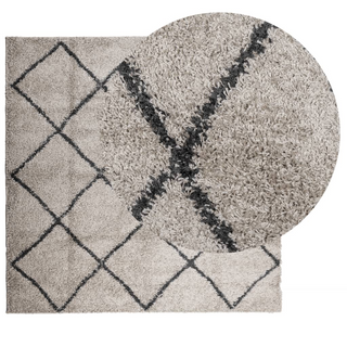 Shaggy Rug PAMPLONA High Pile Modern Beige and Anthracite 240x240 cm - Giant Lobelia