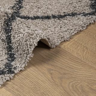 Shaggy Rug PAMPLONA High Pile Modern Beige and Anthracite 240x240 cm - Giant Lobelia