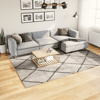 vidaXL Shaggy Rug PAMPLONA High Pile Modern Beige and Anthracite 200x280 cm - Giant Lobelia