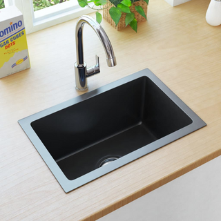 vidaXL Handmade Kitchen Sink Black Stainless Steel - Giant Lobelia