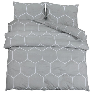 vidaXL Duvet Cover Set Grey 220x240 cm Cotton - Giant Lobelia