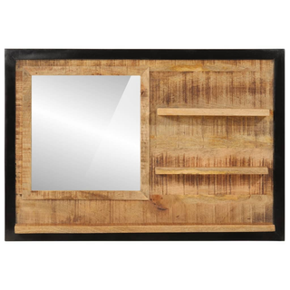 Mirror with Shelves 80x8x55 cm Glass and Solid Wood Mango - Giant Lobelia