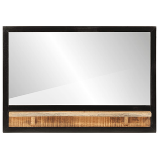 vidaXL Mirror with Shelf 80x8x55 cm Glass and Solid Wood Mango - Giant Lobelia