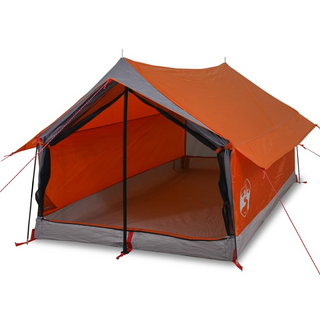 Camping Tent 2-Person Grey and Orange Waterproof - Giant Lobelia