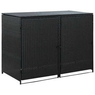 Double Wheelie Bin Shed Poly Rattan Black 148x80x111 cm - Giant Lobelia