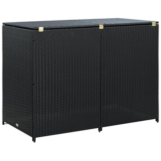 Double Wheelie Bin Shed Poly Rattan Black 148x80x111 cm - Giant Lobelia