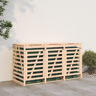 Triple Wheelie Bin Storage Solid Wood Pine - Giant Lobelia