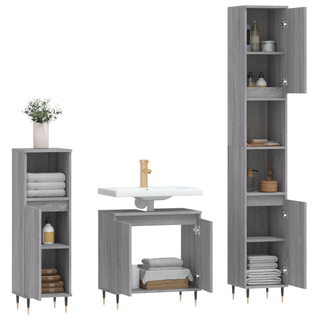 vidaXL 3 Piece Bathroom Cabinet Set Grey Sonoma Engineered Wood - Giant Lobelia