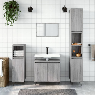 vidaXL 3 Piece Bathroom Cabinet Set Grey Sonoma Engineered Wood - Giant Lobelia