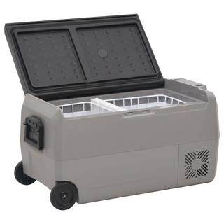 vidaXL Cool Box with Wheel and Adapter Black & Grey 50 L PP & PE - Giant Lobelia