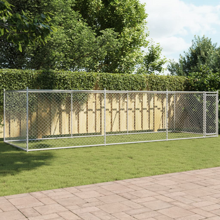 Dog Cage with Door Grey 6x2x1.5 m Galvanised Steel - Giant Lobelia