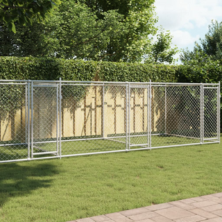 Dog Cage with Doors Grey 8x2x1.5 m Galvanised Steel - Giant Lobelia