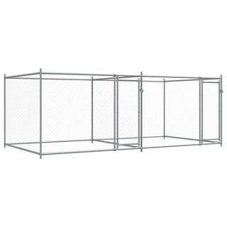 Dog Cage with Doors Grey 4x2x1.5 m Galvanised Steel - Giant Lobelia