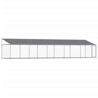 Dog Cage with Roof and Door Grey 10x2x2 m Galvanised Steel - Giant Lobelia