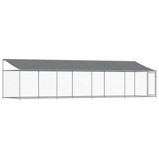 Dog Cage with Roof and Door Grey 8x2x2 m Galvanised Steel - Giant Lobelia