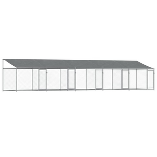 Dog Cage with Roof and Doors Grey 10x2x2 m Galvanised Steel - Giant Lobelia