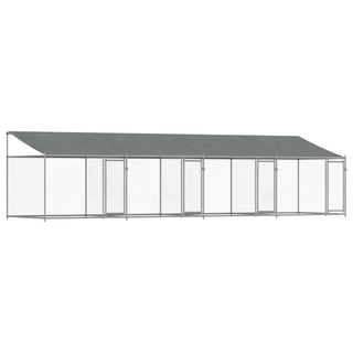 Dog Cage with Roof and Doors Grey 8x2x2 m Galvanised Steel - Giant Lobelia