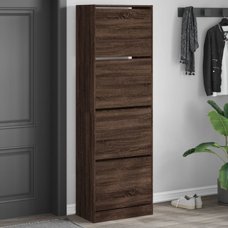 vidaXL Shoe Cabinet with 4 Flip-Drawers Brown Oak 60x34x187.5 cm - Giant Lobelia