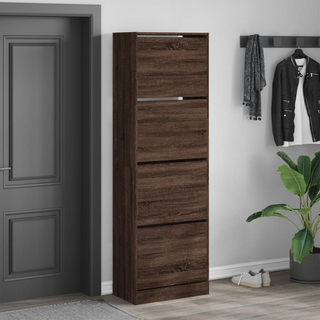 vidaXL Shoe Cabinet with 4 Flip-Drawers Brown Oak 60x34x187.5 cm - Giant Lobelia