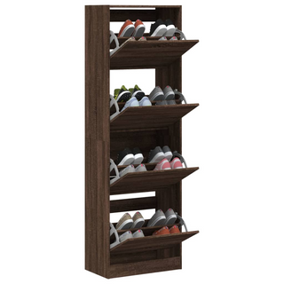 vidaXL Shoe Cabinet with 4 Flip-Drawers Brown Oak 60x34x187.5 cm - Giant Lobelia