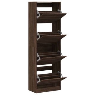 vidaXL Shoe Cabinet with 4 Flip-Drawers Brown Oak 60x34x187.5 cm - Giant Lobelia