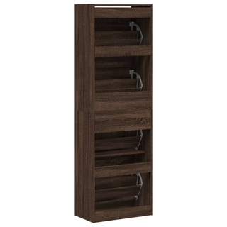 vidaXL Shoe Cabinet with 4 Flip-Drawers Brown Oak 60x34x187.5 cm - Giant Lobelia