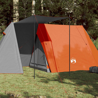 Camping Tent 3-Person Grey and Orange Waterproof - Giant Lobelia