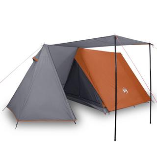 Camping Tent 3-Person Grey and Orange Waterproof - Giant Lobelia