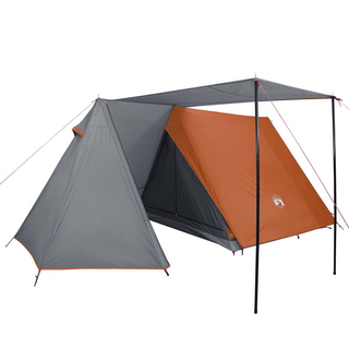 Camping Tent 3-Person Grey and Orange Waterproof - Giant Lobelia