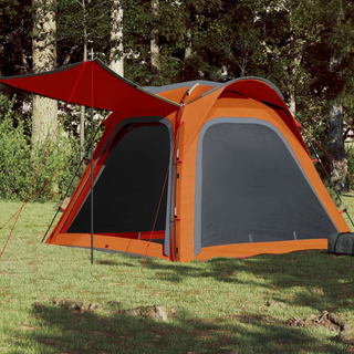 Camping Tent 4-Person Grey and Orange Quick Release Waterproof - Giant Lobelia