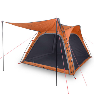 Camping Tent 4-Person Grey and Orange Quick Release Waterproof - Giant Lobelia