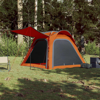 Camping Tent 4-Person Grey and Orange Quick Release Waterproof - Giant Lobelia