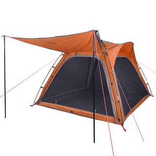 Camping Tent 4-Person Grey and Orange Quick Release Waterproof - Giant Lobelia