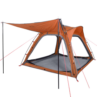 Camping Tent 4-Person Grey and Orange Quick Release Waterproof - Giant Lobelia