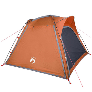 Camping Tent 4-Person Grey and Orange Quick Release Waterproof - Giant Lobelia