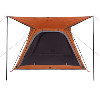 Camping Tent 4-Person Grey and Orange Quick Release Waterproof - Giant Lobelia