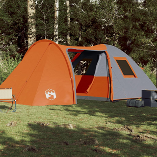 Camping Tent 6-Person Grey and Orange Waterproof - Giant Lobelia