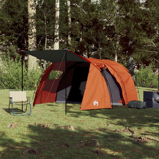 Camping Tent 4-Person Grey and Orange Waterproof - Giant Lobelia