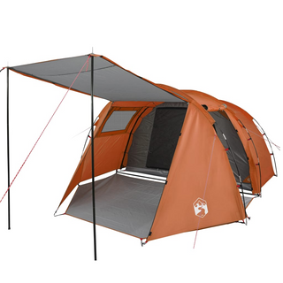 Camping Tent 4-Person Grey and Orange Waterproof - Giant Lobelia