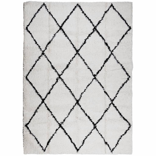 vidaXL Shaggy Rug PAMPLONA High Pile Modern Cream and Black 240x340 cm - Giant Lobelia