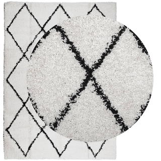 vidaXL Shaggy Rug PAMPLONA High Pile Modern Cream and Black 240x340 cm - Giant Lobelia