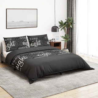 vidaXL Duvet Cover Set Black 260x220 cm Cotton - Giant Lobelia