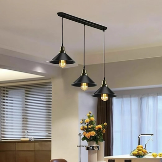 3 Light Black dustrial  Hanging Pendant Light ~5266 - Giant Lobelia