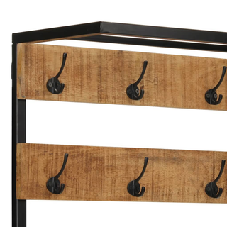 Coat Rack with Shoe Storage 68x30x182 cm Solid Rough Mango Wood - Giant Lobelia