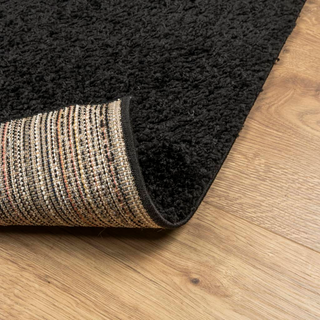 vidaXL Shaggy Rug PAMPLONA High Pile Modern Black 240x240 cm - Giant Lobelia