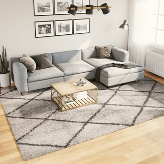 vidaXL Shaggy Rug PAMPLONA High Pile Modern Beige and Anthracite 240x340 cm - Giant Lobelia