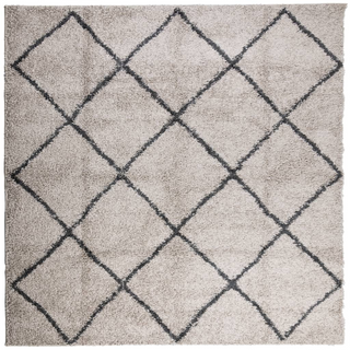 Shaggy Rug PAMPLONA High Pile Modern Beige and Anthracite 240x240 cm - Giant Lobelia